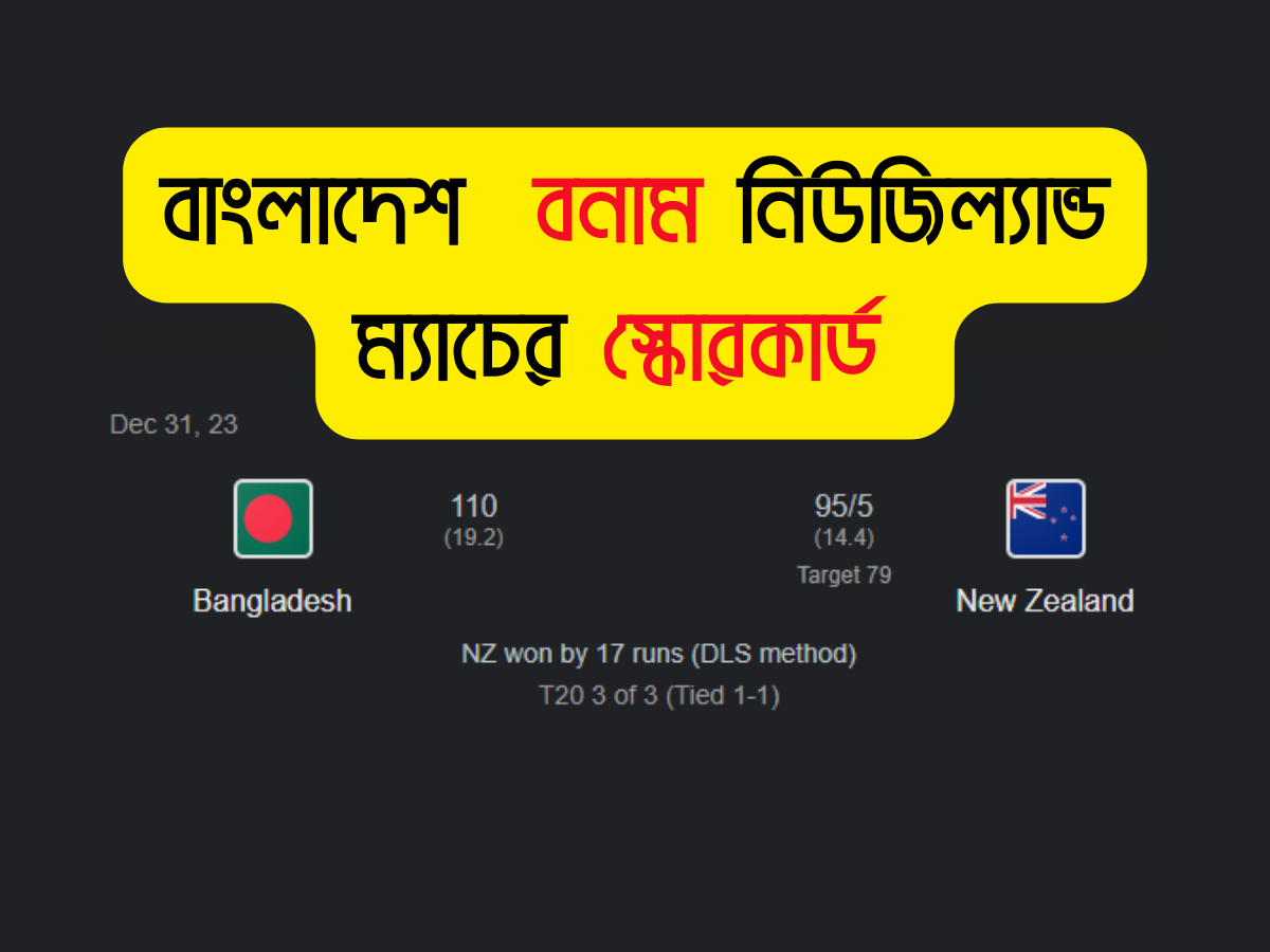 বাংলাদেশ জাতীয় ক্রিকেট দল বনাম নিউজিল্যান্ড জাতীয় ক্রিকেট দল ম্যাচের স্কোরকার্ড
